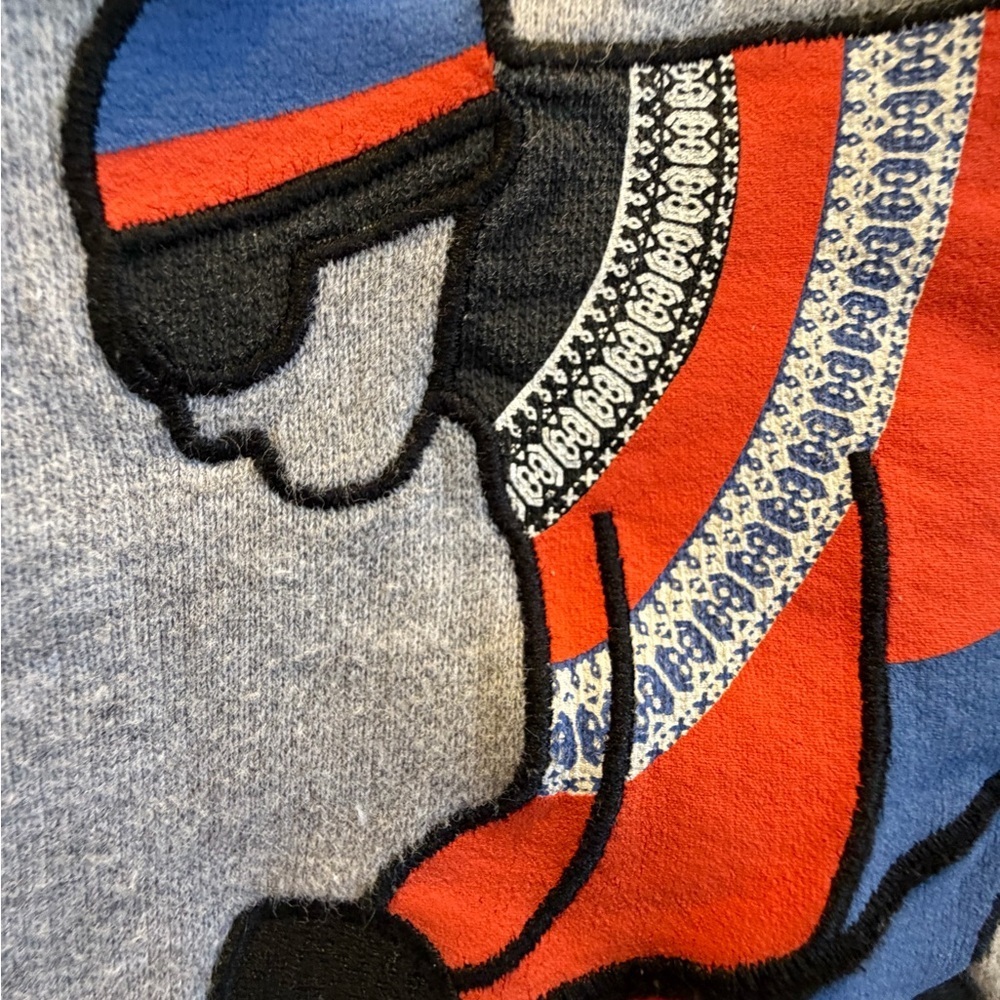 Small Anthropologie kule Apres Ski oversized sweatshirt gray embroidered - Picture 8 of 16
